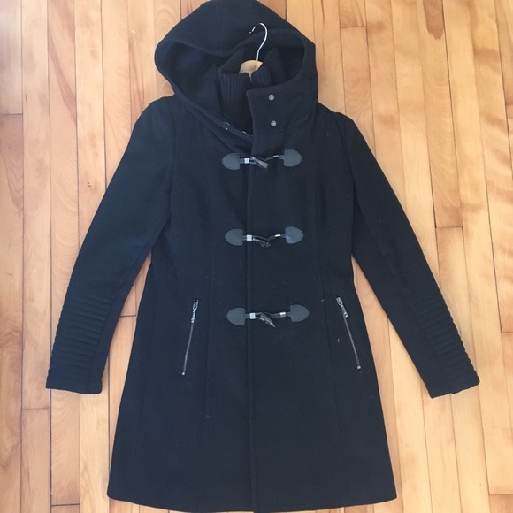 BCBGMaxAzria Jackets & Blazers - BCBGMaxAzria Samantha Black Wool Toggle Coat Small